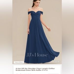 Women’s Navy JJ’s House Off the Shoulder Full Length Bridesmaid Dress Size 0